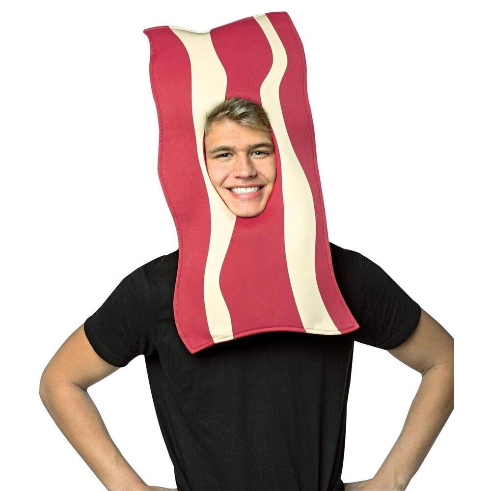 Bacon Food Open Face Halloween Mask, Adult One Size Rasta Imposta kit Costume